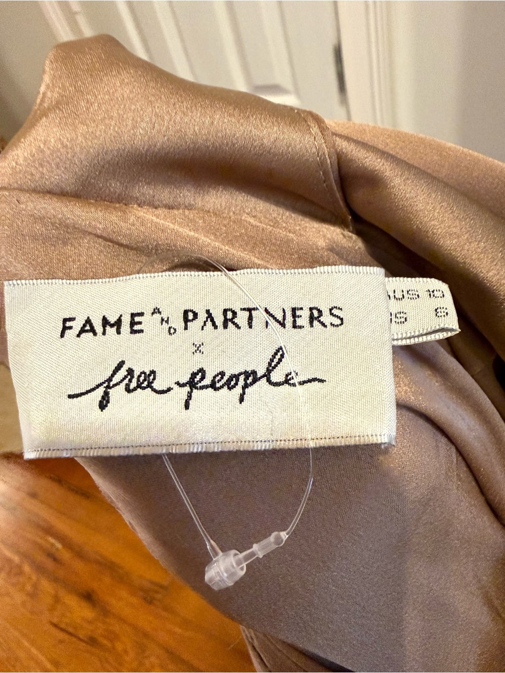 Free People Satin V-Neck Maxi Dress in Taupe - Picture 3 of 3